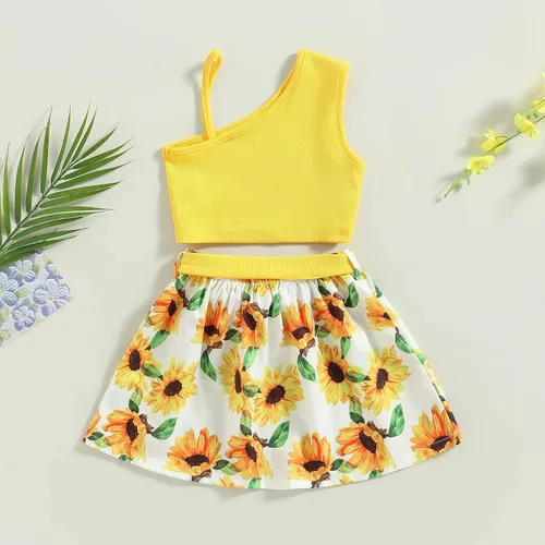 Miniatura 69 de TheFound Trajes de verano para niñas pequeñas, sin mangas, de punto acanalado, halter, pantalones cortos, ropa para recién nacidos, conjunto de 3