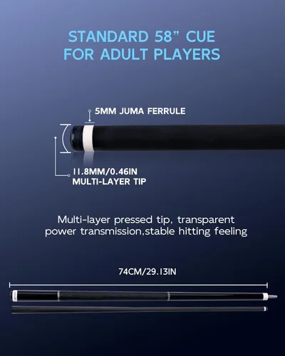 Miniatura 4 de KONLLEN 2.0 Carbon Fiber Pool Cue, Low Deflection Shaft with Pro Taper, Ebony Inlay Design, 12.5mm / 11.8mm Tip, Adjustable Weight System