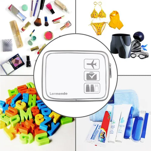 Miniatura 5 de Bolsa de aseo transparente Lermende aprobada por la TSA, bolsa de viaje de mano, bolsa de equipaje de mano de un cuarto, tamaño 3-1-1, bolsa de aseo
