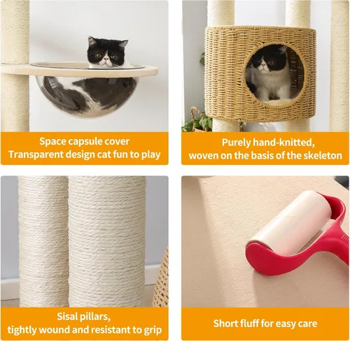 Miniatura 3 de Torre de Árbol para Gatos Moderna 2025 para Gatos Grandes, Módulo Espacial Avanzado Nido de Gatos Torre para Gatos, Tejida a Mano Multinivel Enormes