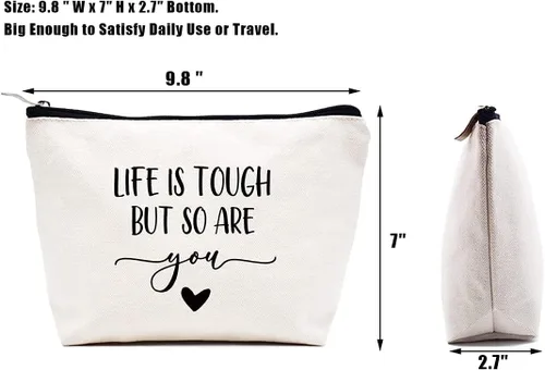 Miniatura 3 de LIBIHUA Bolsa de maquillaje para mujer, bolsa de cosméticos regalos para ella, bolsa de viaje femenina, Beige