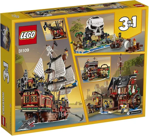Miniatura 5 de LEGO Creator 3 en 1 - Juego de construcción de barco pirata, los niños pueden reconstruir el barco pirata en una posada o isla de calavera, cuenta