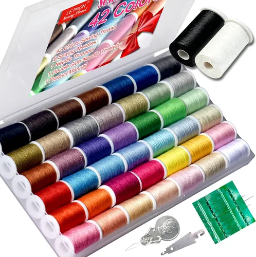Miniatura 10 de Kit de costura de 100 colores Juego de hilo de poliéster práctico