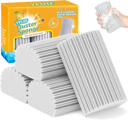 Miniatura 14 de Paquete de 4 Esponjas Limpiadoras Húmedas, Borrador de Esponja Mágica para Limpieza del Hogar, Plumeros Reutilizables Suministros de Limpieza