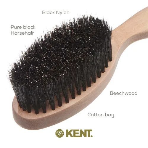 Miniatura 4 de Kent BRD5 - Cepillo para barba y bigote para hombre, mezcla de crin de caballo y nailon para dar forma y aseo impecables, mango de madera ergonómico