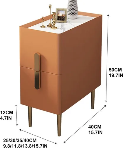 Miniatura 2 de Mesitas de noche de 9.8 ~ 15.7 pulgadas de ancho, mesa de noche moderna con 2 cajones, mesita de noche, mesita de noche estrecha