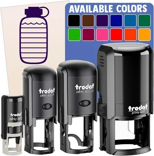 Hydration Tracker - Botella de agua, sello de goma autoentintado para sellar planificadores de manualidades, mini de 1/2 pulgada, tinta azul