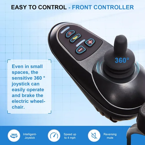 Miniatura 4 de Silla de ruedas eléctrica, ligera y portátil para adultos, sillas de ruedas motorizadas de 500 W, alcance de viaje de 25 millas de largo, silla