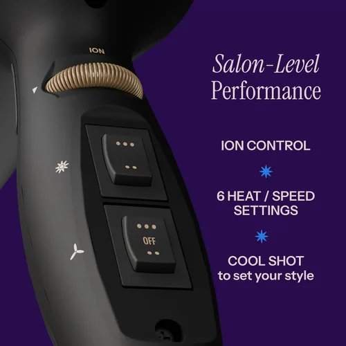 Miniatura 2 de Hot Tools Pro Artist Black Gold 2100 Turbo Ceramic + Ionic Secador de pelo Secado rápido, ligero Lightweight Ionic Hair Dryer for Fast Drying, 6