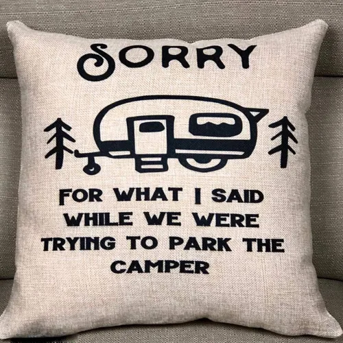 Miniatura 12 de Funda de almohadas de camping Lo siento por lo que dije mientras tratábamos de aparcar Camper Fundas de almohada de tiro de lino de dos lados Camper
