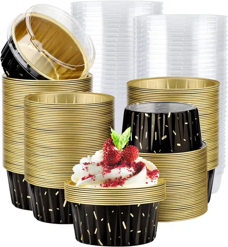 Miniatura 23 de EUSOAR Forros para cupcakes para hornear, 50 forros para magdalenas de 5 onzas, moldes de papel de aluminio desechables, recipientes de postre, 5