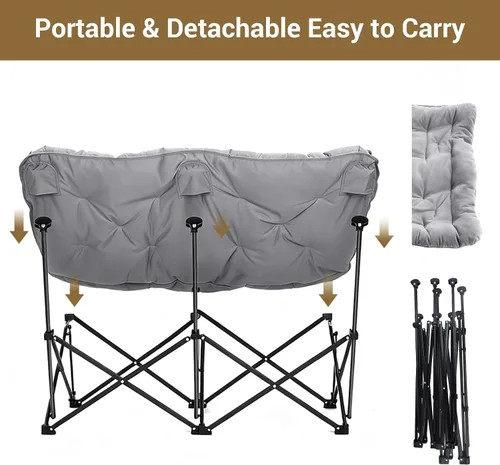 Miniatura 5 de Silla de mariposa acolchada y cómoda, silla plegable con respaldo alto para dormitorio, sala de estar, camping, césped