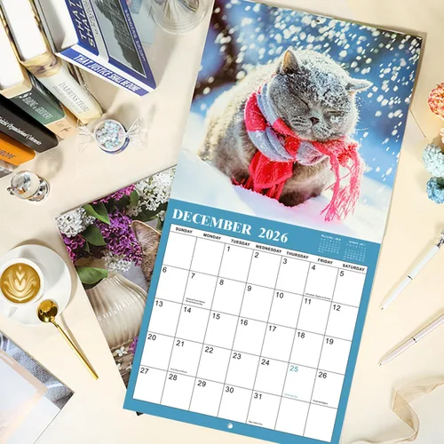 Miniatura 6 de Calendario 2026-2027 – Calendario de pared 2026-2027, julio de 2026 a diciembre de 2027, 12 x 24 pulgadas (abierto), calendario de gato de 18 meses