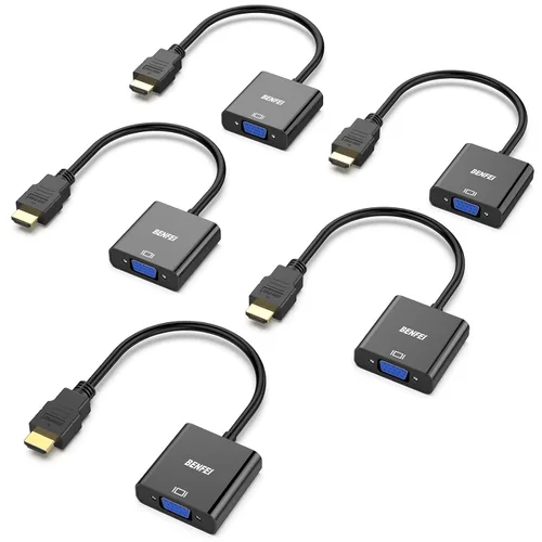 Miniatura 11 de BENFEI Adaptador HDMI a VGA, chapado en oro (macho a hembra) para computadora, escritorio, laptop, PC, monitor, proyector, HDTV, Chromebook