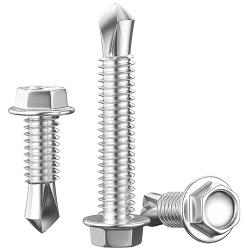 Miniatura 3 de Wensilon (250Pcs) #8×1" Tornillos autoperforantes de cabeza hexagonal con arandela, tornillos de acero inoxidable 410 para chapa metálica, tornillos