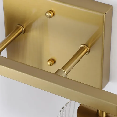 Miniatura 6 de 2 luces de tocador de baño de oro cepillado sobre el espejo, iluminación moderna con pantalla de vidrio texturizado, accesorios de iluminación