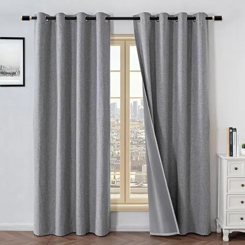 Miniatura 12 de Cortinas 100% opacas para sala de estar, juego de 2 paneles de 96 pulgadas, bloqueo de luz, pestaña trasera y bolsillo para barra, cortinas