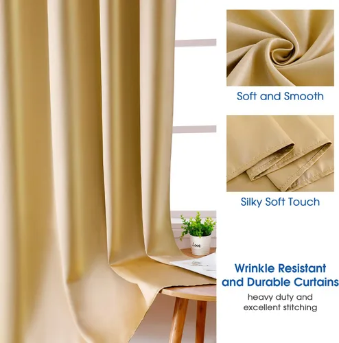 Miniatura 3 de HOMEIDEAS 2 paneles de cortina de seda sintética, cortinas opacas para dormitorio