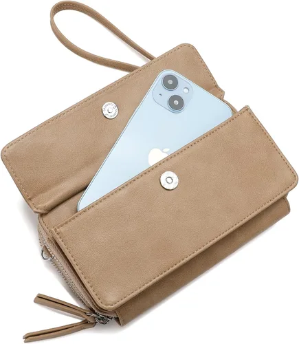 Miniatura 3 de Lanyani Cartera cruzada RFID con bolsillo para teléfono para mujer, cuero vegano