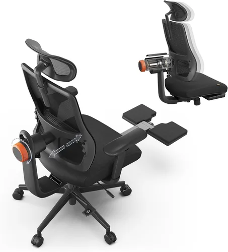 Miniatura 10 de Newtral Silla de oficina ergonómica, silla de escritorio de oficina en casa con reposapiés, respaldo y reposacabezas de seguimiento automático, Negro