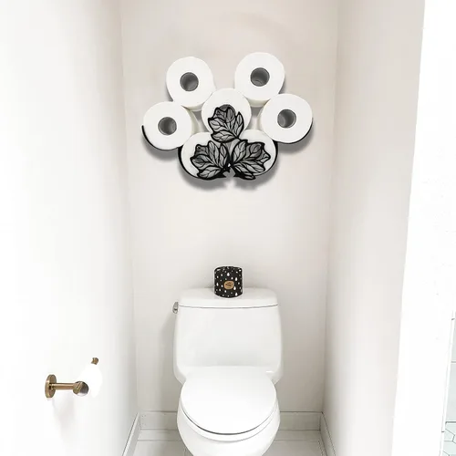 Miniatura 8 de Teaeeno Funny Leaves - Soporte para inodoro montado en la pared, almacenamiento de papel higiénico de animales de metal, organizador impermeable