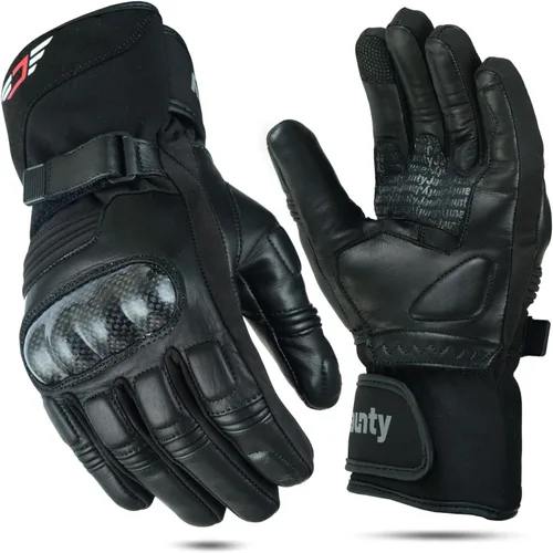 JAUNTY Guantes de moto para invierno para hombres y mujeres, cálidos, con Thinsulate, impermeables, de cuero, con pantalla táctil, para ATV, BMX,