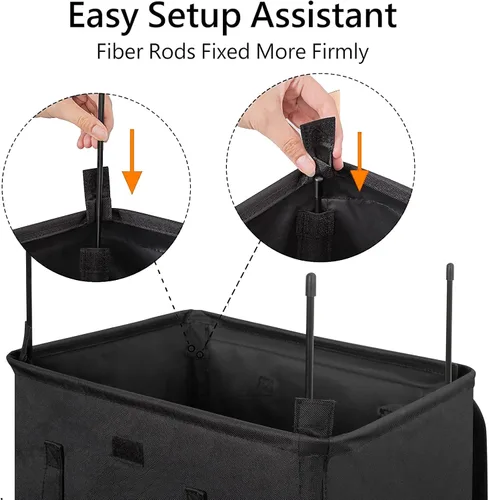 Miniatura 7 de WOWLIVE Cesta de lavandería de 100 litros con tapa, cesta plegable grande con 2 bolsas y asas extraíbles, cesta de ropa sucia plegable alta