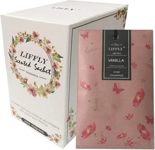 Miniatura 11 de 13 sobres perfumados para cajones y armarios, 14 paquetes de lavanda, rosa, jazmín, océano, vainilla, sándalo, lino fresco, cerezo, lila, eucalipto