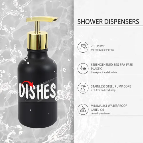 Miniatura 4 de XLHOMO Juego de accesorios de baño negro y dorado - 10 piezas de baño con papelera, dispensador de jabón, jabonera, soporte para cepillo de dientes