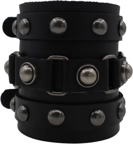 Miniatura 2 de Scddboy Pulsera ancha de cuero gótico para hombre, estilo punk rock Biker