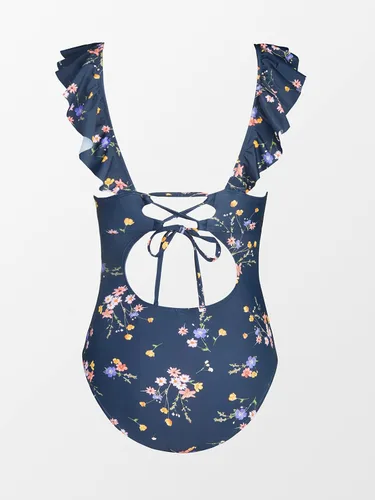 Miniatura 5 de CUPSHE - Traje de baño de una pieza con volantes y cuello en V para mujer, con cordón