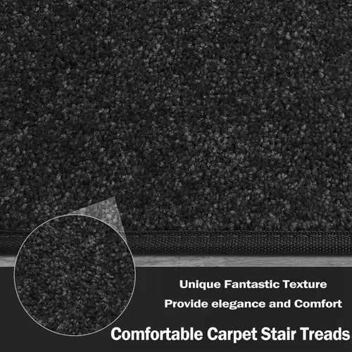 Miniatura 7 de PURE ERA Bullnose - Juego de peldaños de alfombra para escaleras sin cinta, antideslizantes, protectores de escaleras para interiores, alfombras