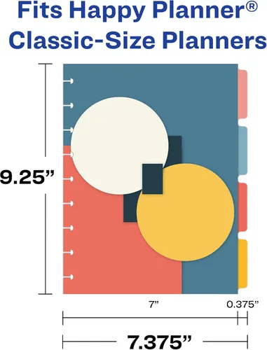 Miniatura 3 de Avery 25488 - Divisores de planificador para planificadores Happy Planner de 9 discos, juego de 4 pestañas, diseño retro geo, 1 juego (25488)