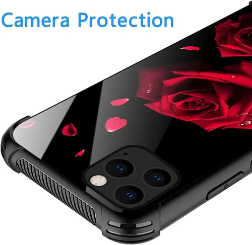 Miniatura 2 de Funda compatible con iPhone 13 Pro, fundas para niñas y mujeres, románticas rosas rojas Pétalos de rosa románticos.