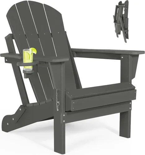 Miniatura 28 de Sillas Adirondack plegables – Silla Adirondack de plástico con soporte para tazas, sillas para exteriores resistentes a la intemperie