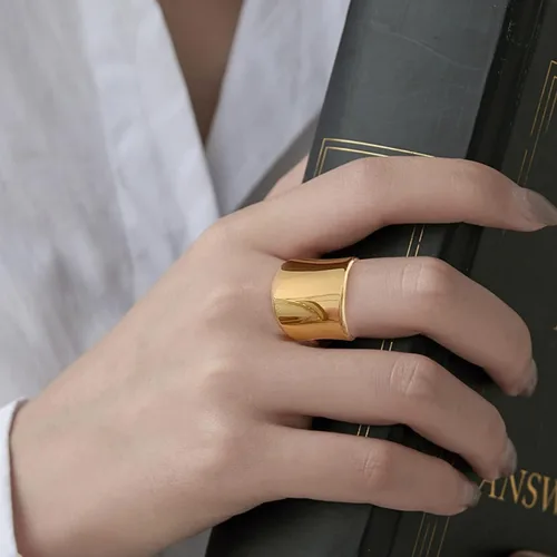Miniatura 2 de Anillo de cóctel - EternityRings para mujer, anillos de acero inoxidable para el pulgar para hombres, anillo de banda ancha en tamaño 6 a 8, promesa