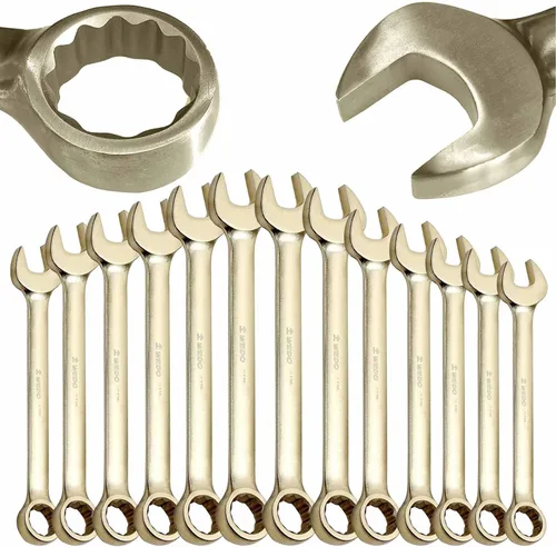 Miniatura 19 de WEDO Llave combinada sin chispas, llave combinada de seguridad sin chispas, bronce de aluminio, forja, DIN 3113, certificado BAM y FM, tamaño 1