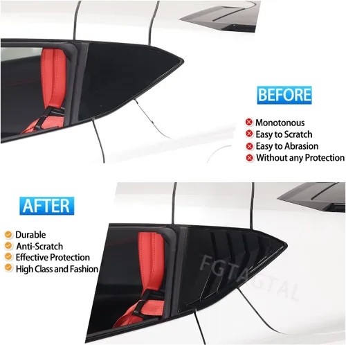 Miniatura 2 de Cubierta de persiana lateral trasera compatible con Chevrolet Corvette C8 2020-2025, cubierta de ribete de persianas de ventana trasera, accesorios
