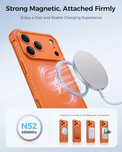 Miniatura 3 de ASAFCASE Funda magnética para iPhone 17 Pro Max, soporte integrado, compatible con MagSafe, protección contra caídas de grado militar, botón