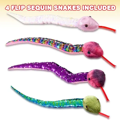 Miniatura 2 de ArtCreativity Juguetes de serpiente de lentejuelas para niños, felpa con lentejuelas que cambian de color, suministros de fiesta de la selva