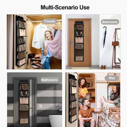 Miniatura 7 de Lirex Organizador de bolso para colgar sobre la puerta y estante para el armario, organizador de almacenamiento de bolsos con colgador para bolsos.