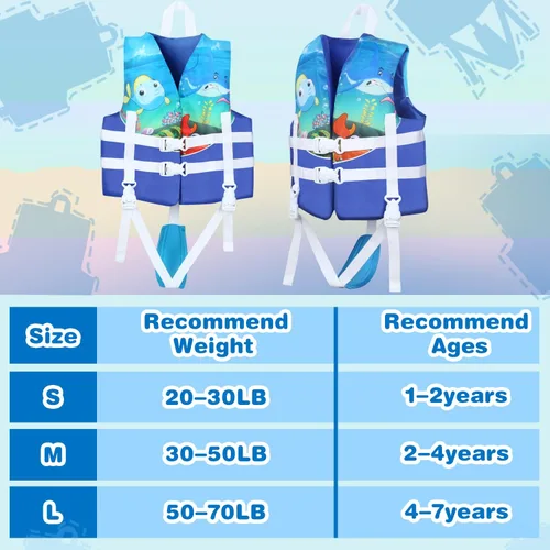 Miniatura 3 de Chaleco de natación para niños pequeños, flotador de piscina para niños, flotador de natación para niños de 20 a 70 libras, chaleco flotante