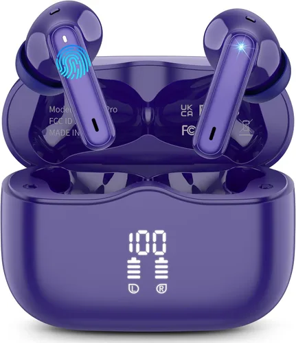 Auriculares inalámbricos, Bluetooth 5.4 con graves profundos estéreo de alta fidelidad, 4 ENC con cancelación de ruido, auriculares inalámbricos de