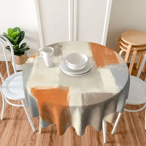 Miniatura 6 de Mantel rústico de madera para mesa redonda de estilo campestre, mantel de cocina y comedor turquesa, lavable, para decoración, 60x90 pulgadas