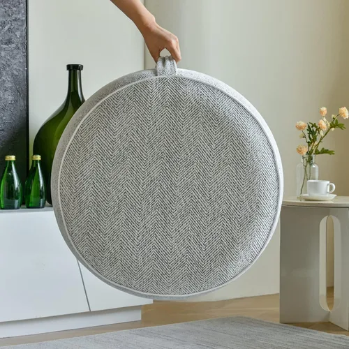 Miniatura 7 de Puf inflable otomano, 21 x 10 pulgadas, relleno otomano de chenilla con forro de PVC inflable, reposapiés con mango portátil, almohada redonda