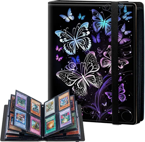 Miniatura 9 de Carpeta de tarjetas de 4 bolsillos con capacidad para 160 tarjetas, carpeta de álbum de coleccionista de libros de tarjetas para Yugioh, MTG, TCG