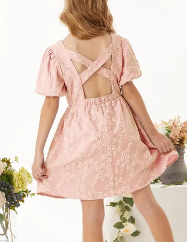 Miniatura 2 de GRACE KARIN Vestido de manga abombada para niñas de 6 a 12 años con cuello redondo y espalda cruzada