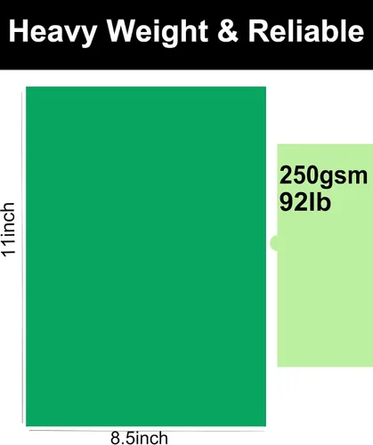 Miniatura 2 de 50 hojas de cartulina verde de 8.5 x 11 pulgadas, 8.82 oz/m²/92 libras de grosor, papel de cartulina verde grueso para manualidades, tarjetas