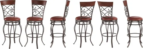 Miniatura 2 de WATERJOY Juego de 2 sillas de bar retro, 360 grados, giratorias, acolchadas, sillas de cuero, asiento de bistró, comedor, cocina, pub, sillas