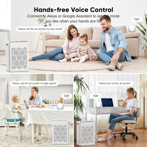 Miniatura 8 de DAYETTE Purificadores de aire para el hogar, habitación grande de hasta 1800 pies cuadrados con fragancia, control inteligente WiFi Alexa, modo